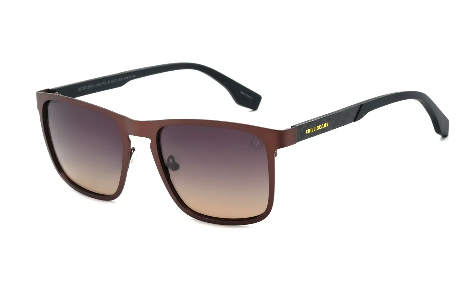 Óculos de Sol Masculino New Tech Quadrado Degradê Marrom — imagem 1