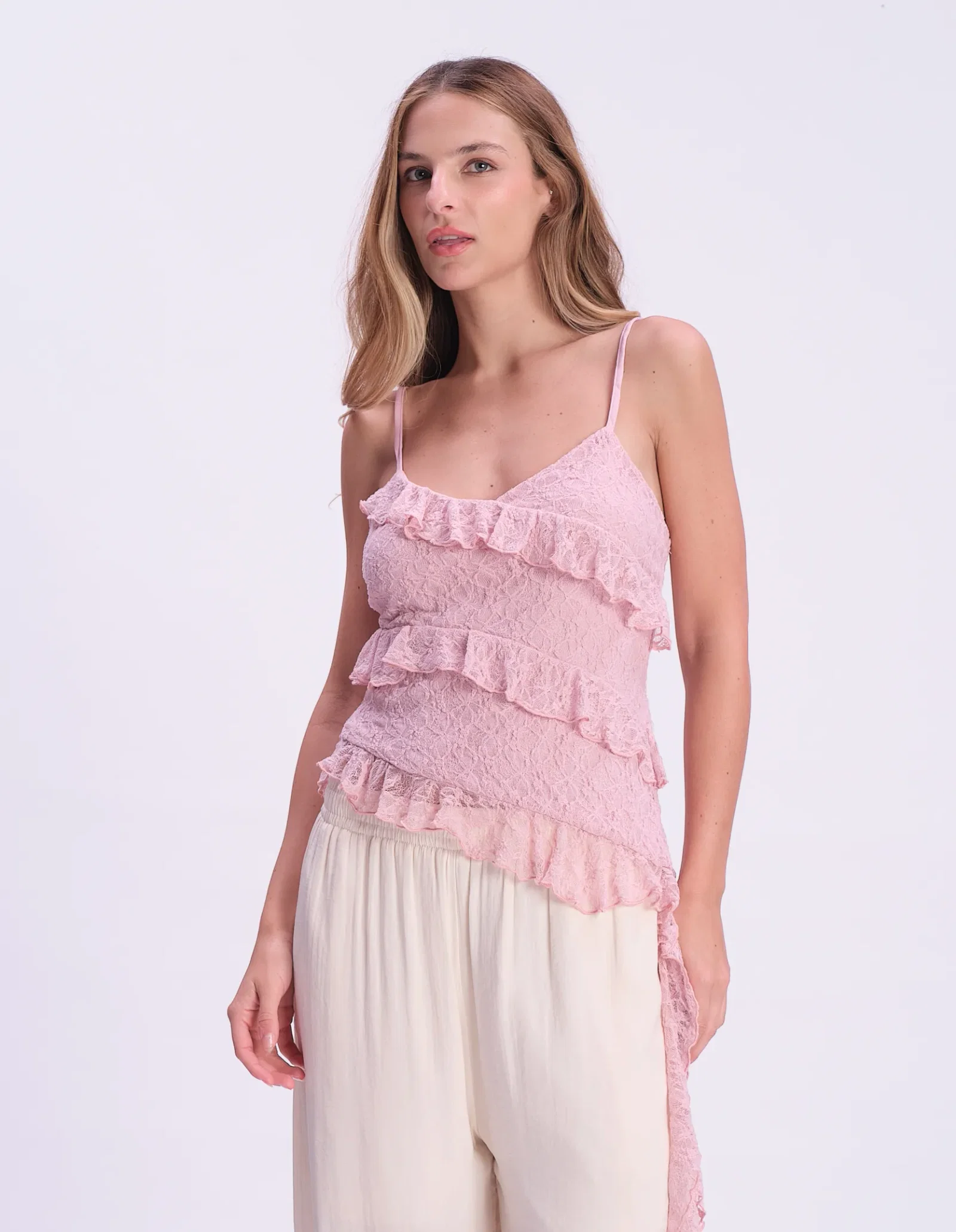 Blusa Renda Assimétrica - Rose