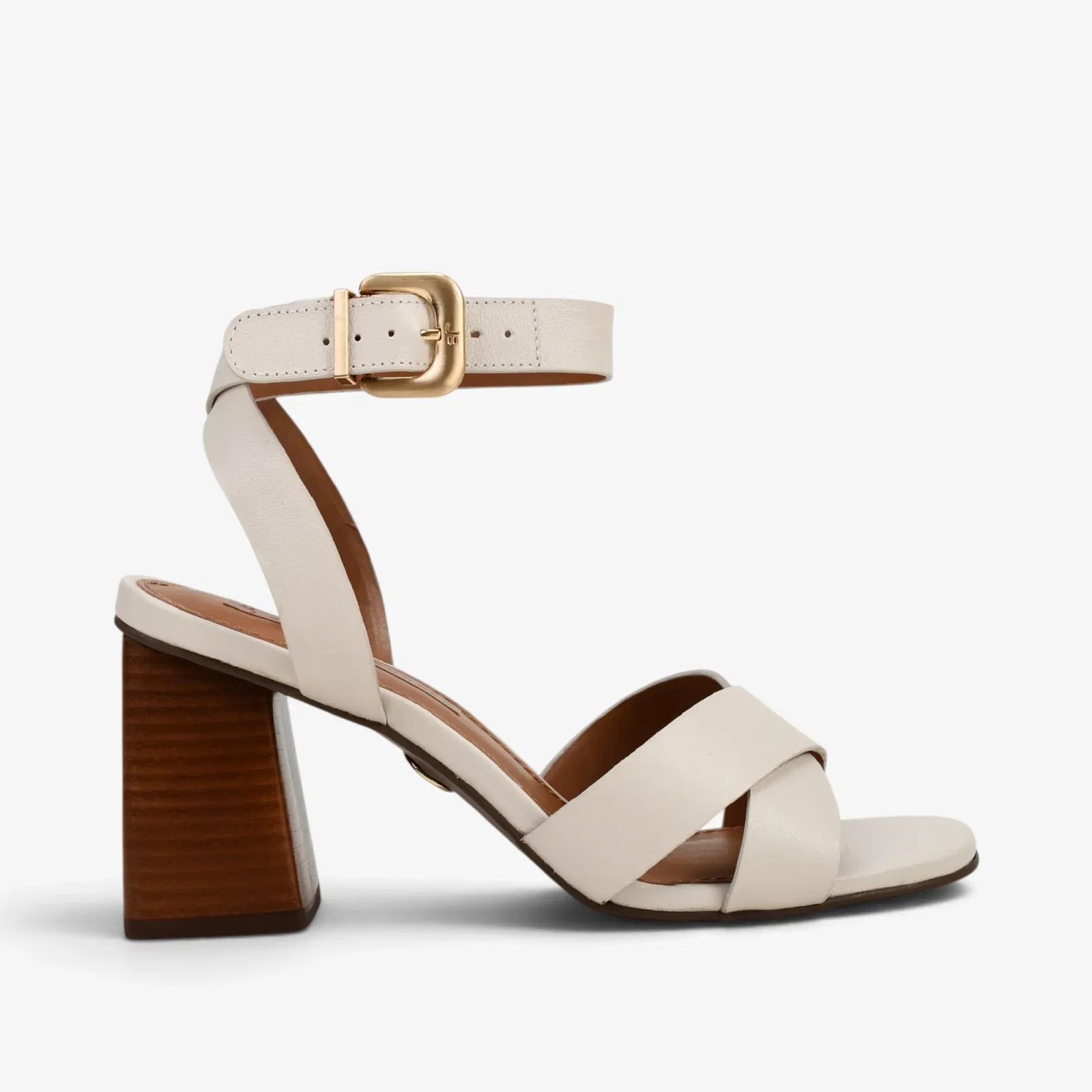 Sandália Off White Algodão Couro