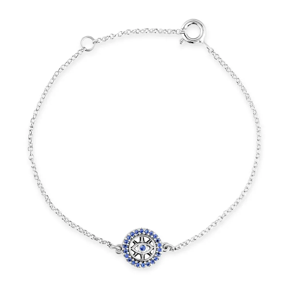 Pulseira Life Talismã Olho De Deus em Prata 925 com Pedras Azuis — imagem 1