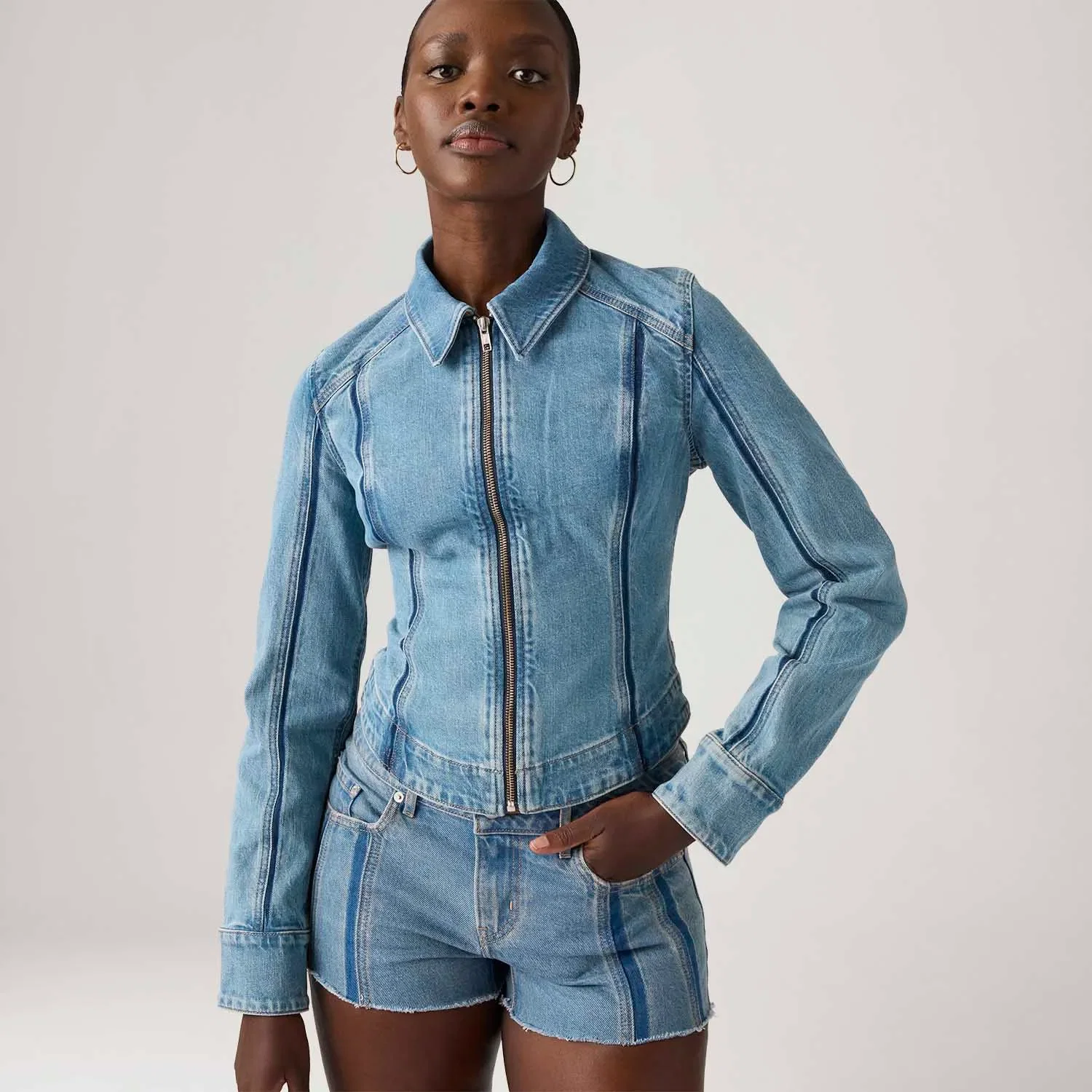 Jaqueta Jeans Levi's® Shadow Seamed Trucke Lavagem Média — imagem 1