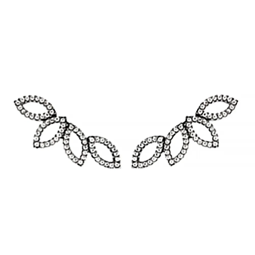 Brinco Ear Cuff Navete em Prata 925 com Ródio Negro e Topázios Incolores — imagem 1