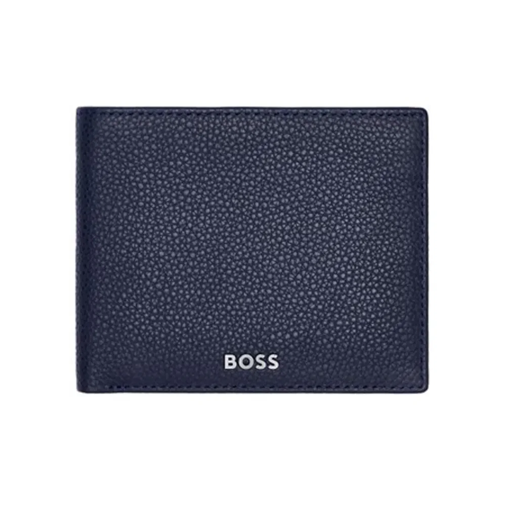 Carteira Hugo Boss Classic Grained em Couro Azul Marinho - HLW416N