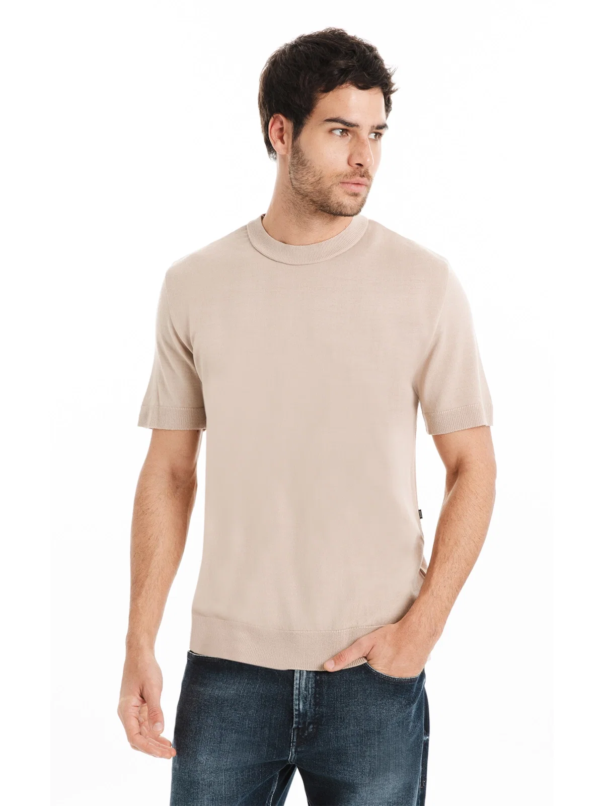 T-Shirt Tricot Basic Knit Natural