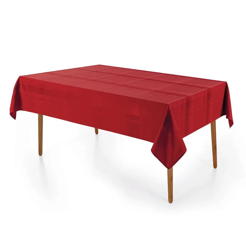 Toalha de Mesa Retangular 12 Lugares Jacquard Fragnani Vermelho — imagem 1