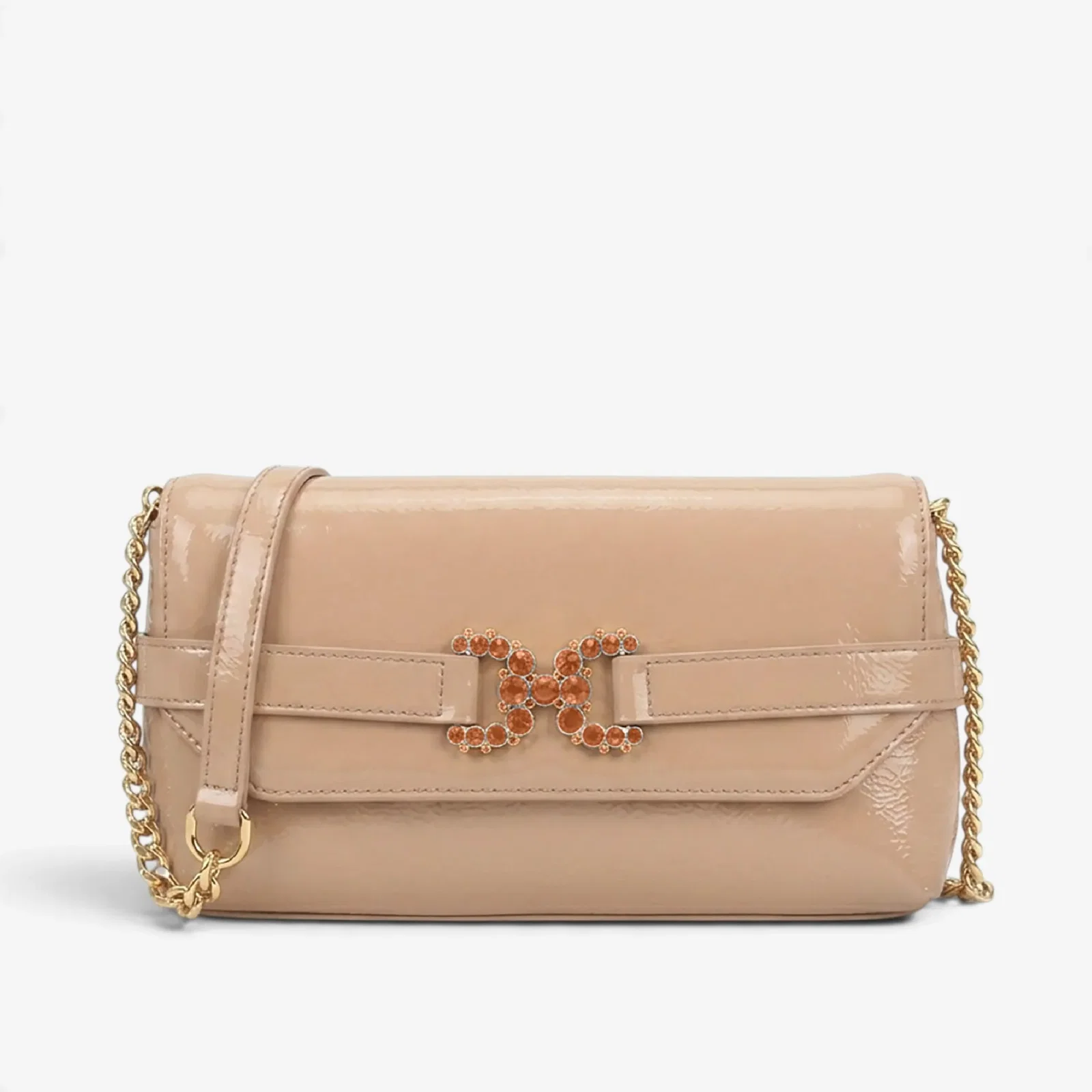 Bolsa Clutch Nude Areia Verniz