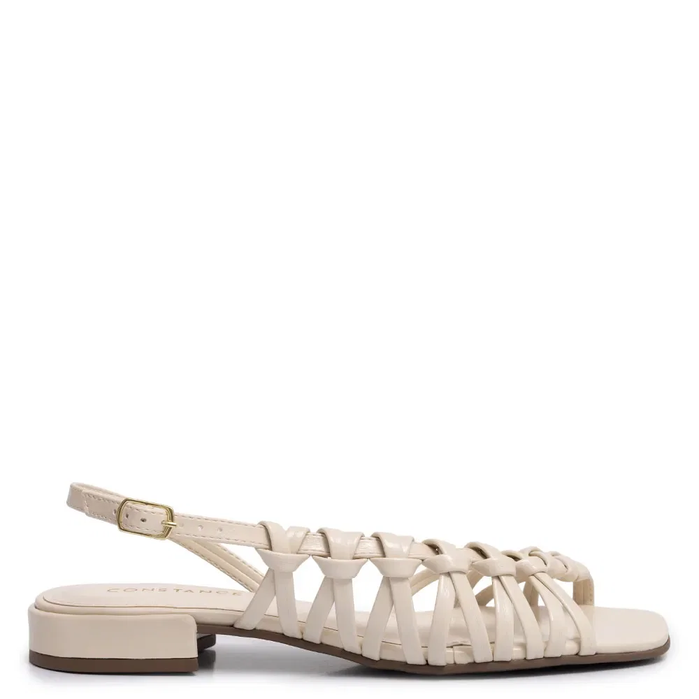 Rasteira Off White Macramê