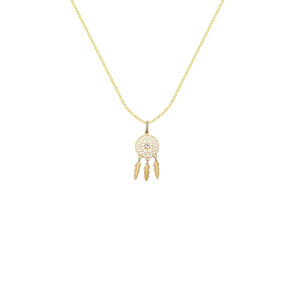 Pingente Medalha Filtro dos Sonhos em Ouro Amarelo 18k com Topázio Incolor, 27.5mm — imagem 1