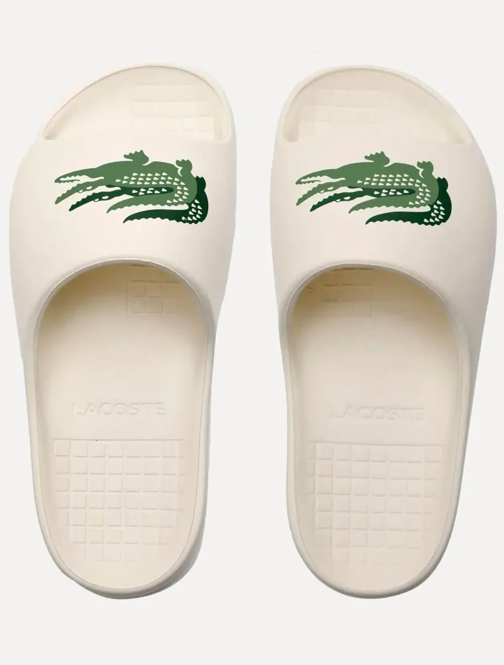 Chinelo Lacoste Masculino Slide Duo Croco Serve Off Wht / Dk Off-White