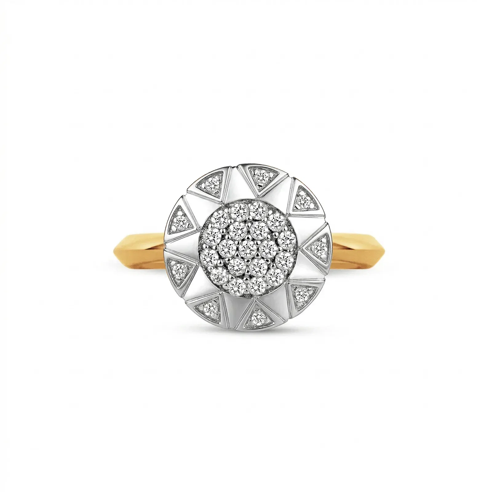 Anel Soleil em Ouro Amarelo 18k com Banho de Ródio Branco e Diamantes, 0,23ct — imagem 1