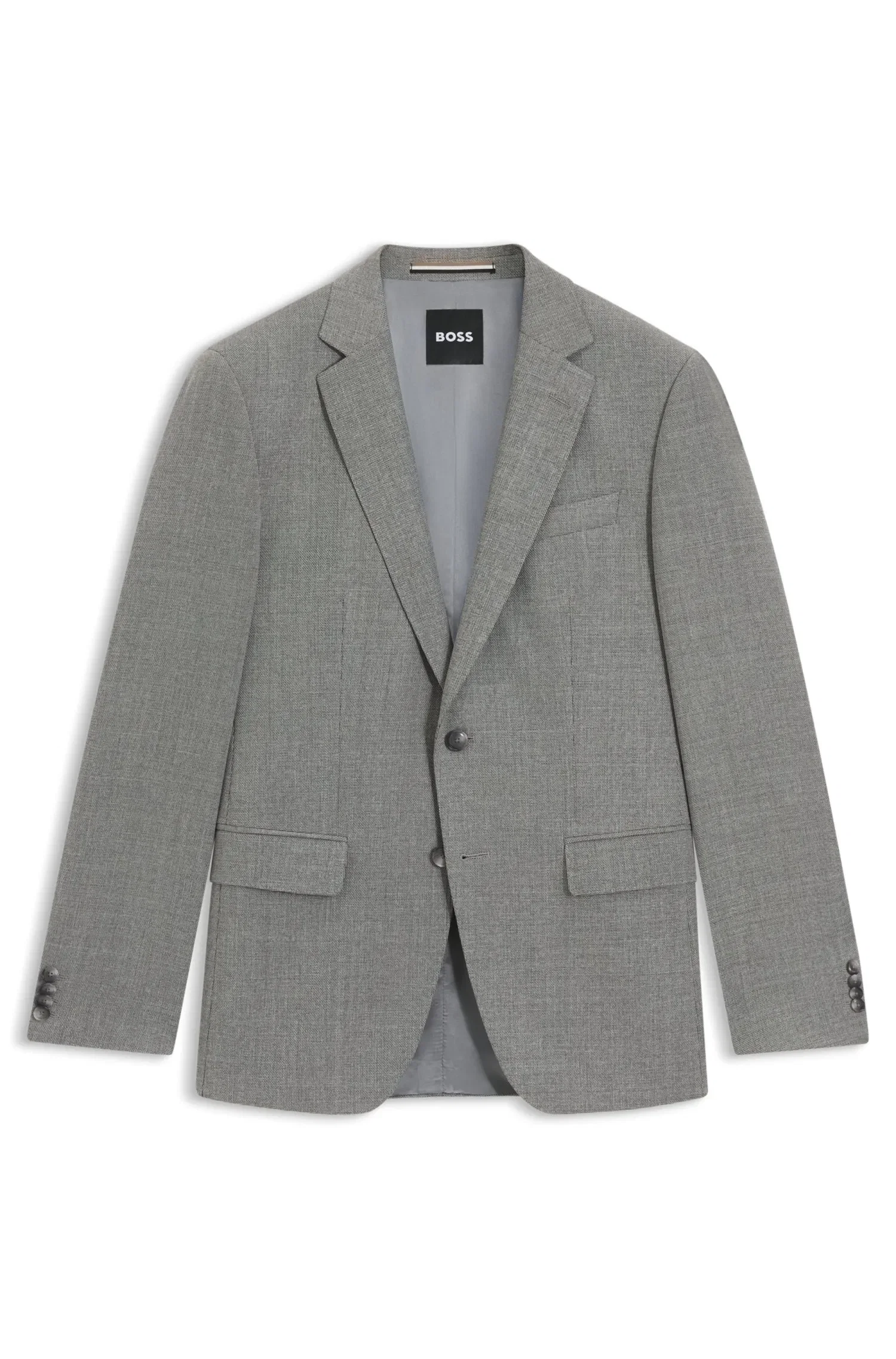 Blazer Slim Fit Em Lã Elástica Com Padrão