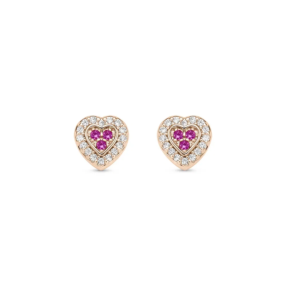 Brinco Life Love Locker Coração Liga Rosé Cravejado — imagem 1