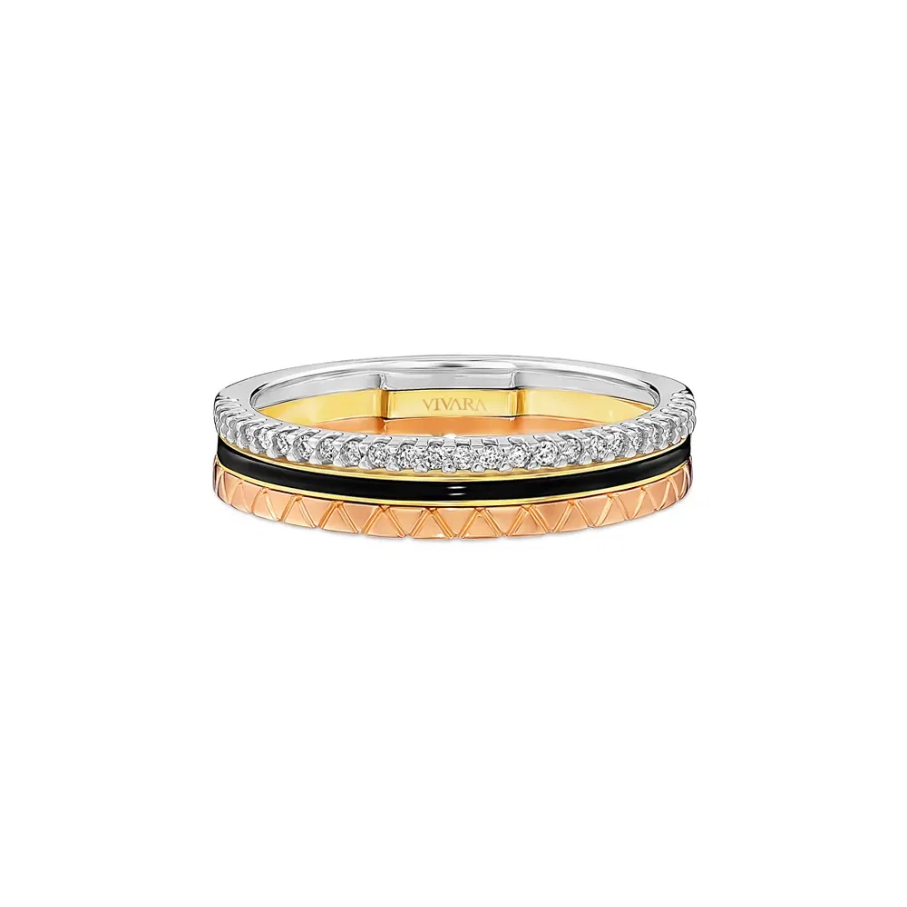 Anel Icona em Ouro Amarelo, Ouro Branco e Ouro Rosé 18k com Diamantes — imagem 1