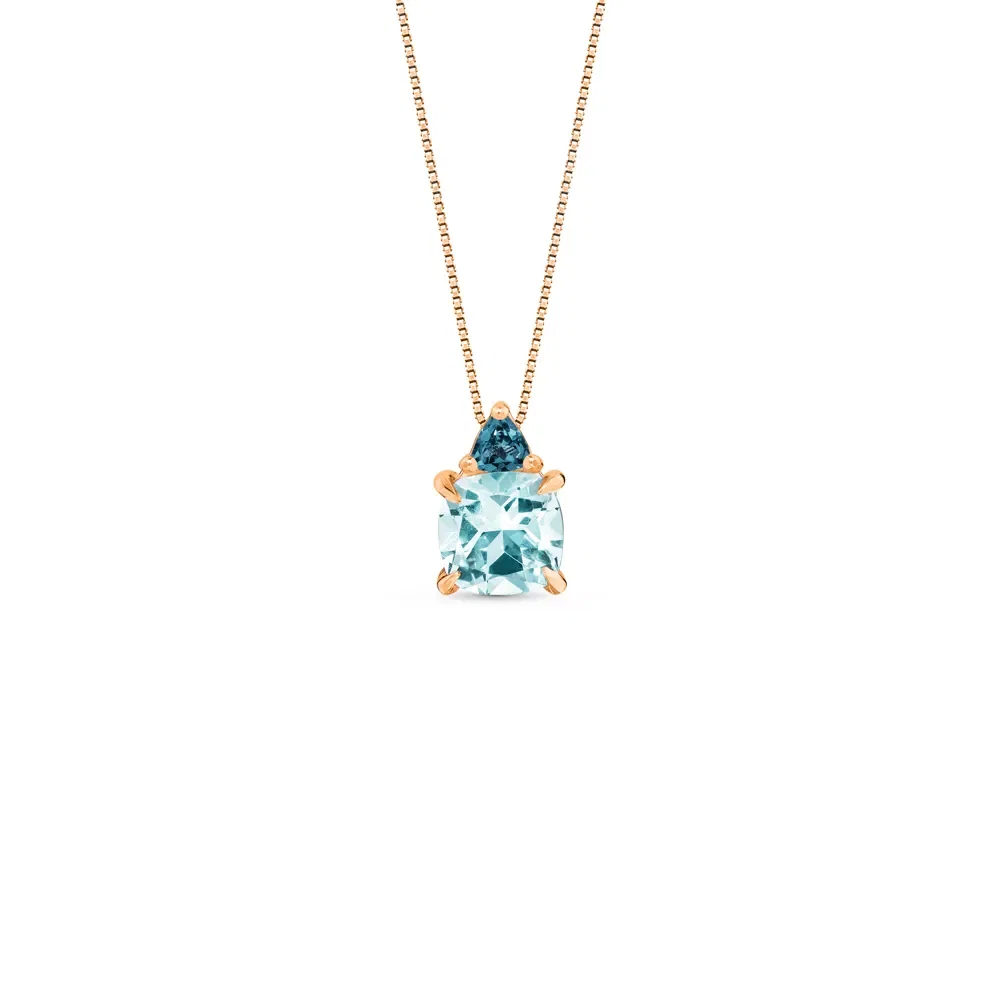 Pingente Sirena em Ouro Rosé 18k com Topázio Sky e Topázio London, 9mm — imagem 1