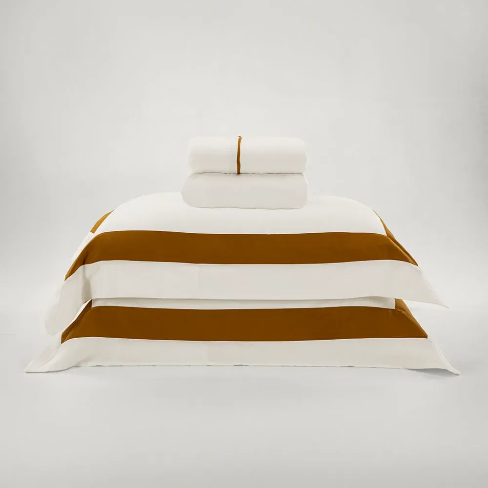 Jogo de Cama 300 Fios Linhares Branco / Bronze — imagem 1