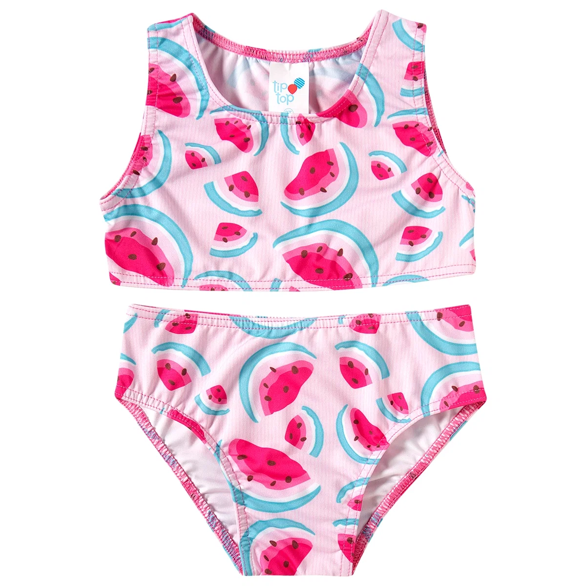 Top E Calcinha Praia Toddler Melancia Lycra Proteção Uv 50+ Tip Top