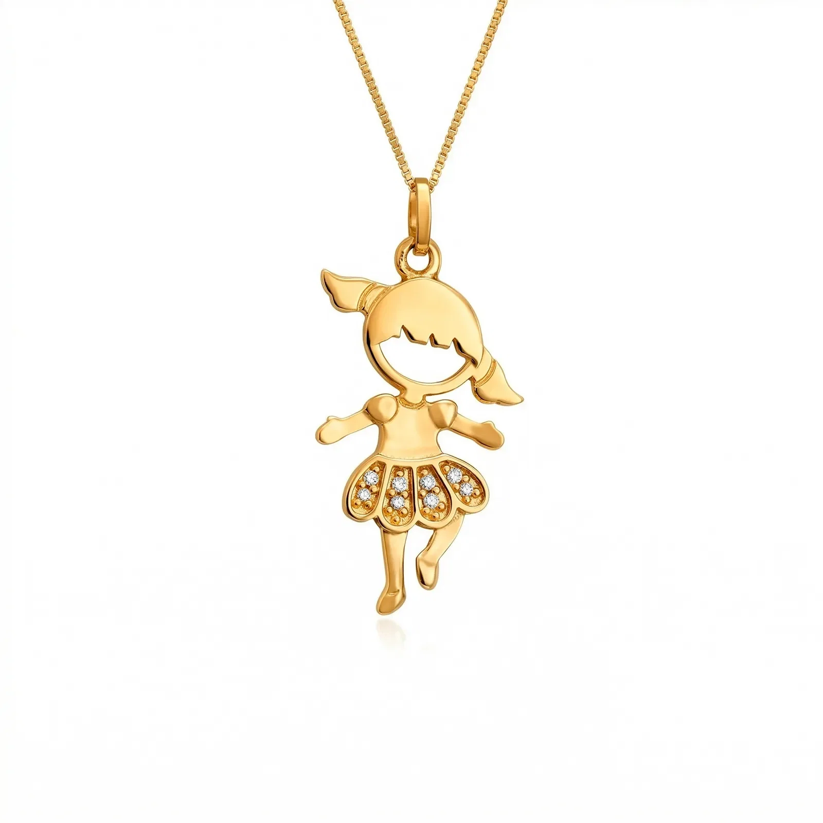 Pingente Bailarina em Ouro Amarelo 18k com Diamantes, 20mm — imagem 1