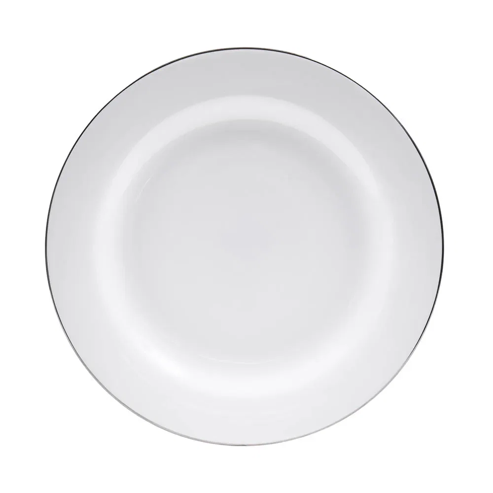 Prato de Sobremesa Silver em Porcelana 23cm Strauss Branco — imagem 1
