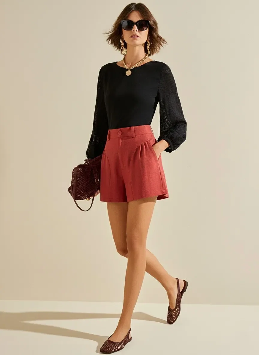 Body Morena Rosa Decote Canoa Manga Longa Preto