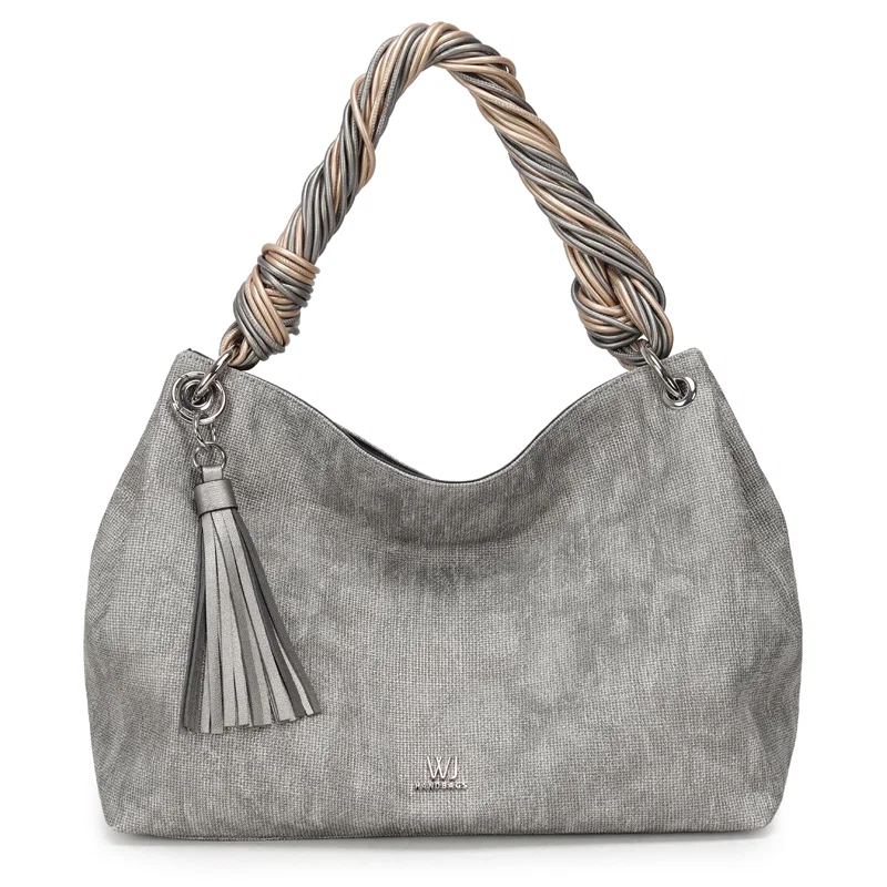 Bolsa Hobo Grande Com Alca Trancada Bicolor E Barbicacho