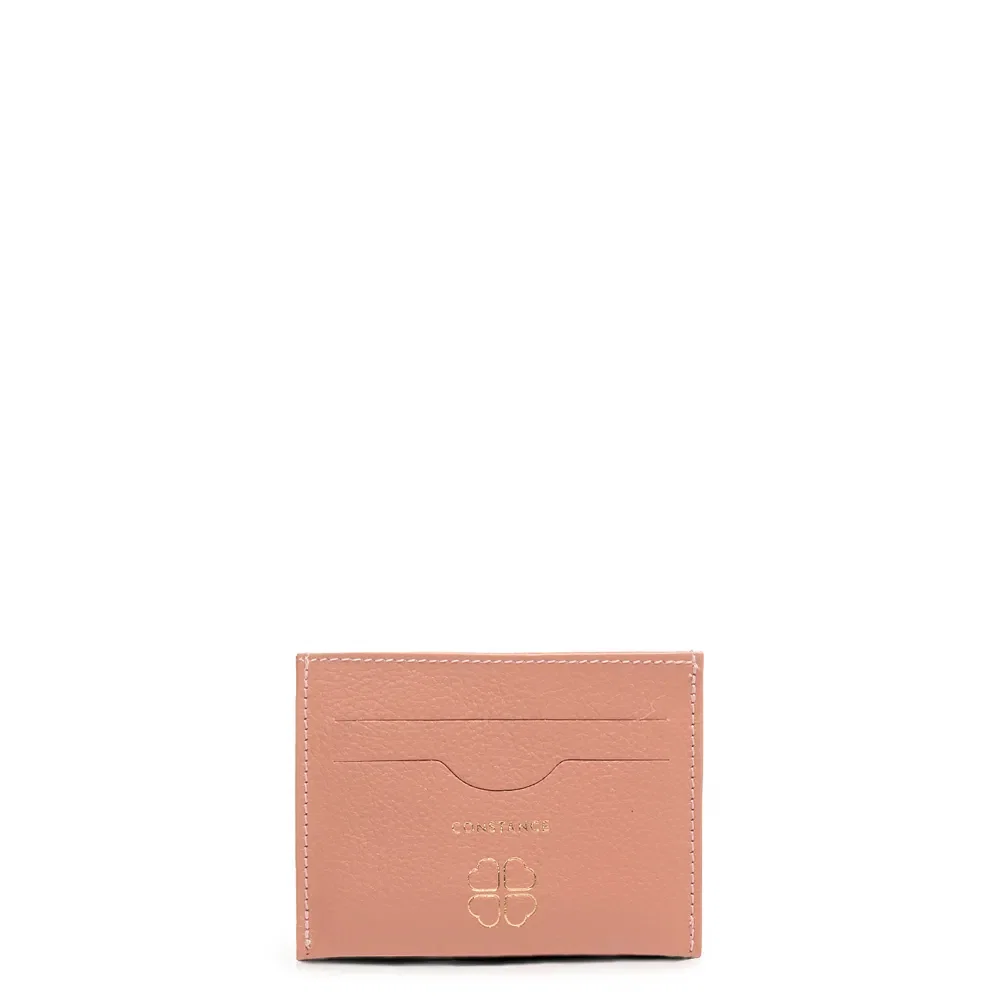 Porta-Cartão Rosa Couro Trevo — imagem 1