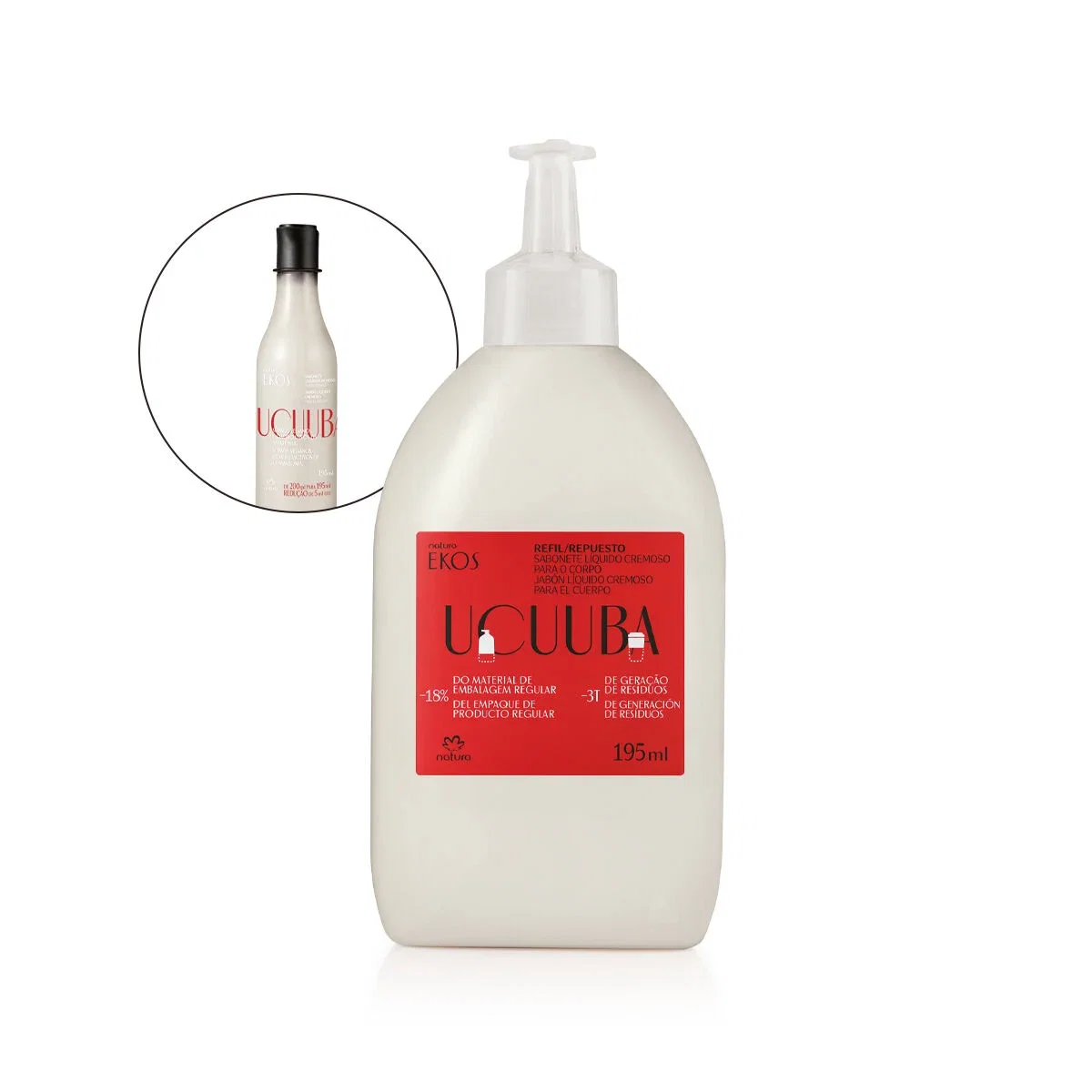 Refil Sabonete Líquido Hidratante Corporal Ekos Ucuuba 195 ml