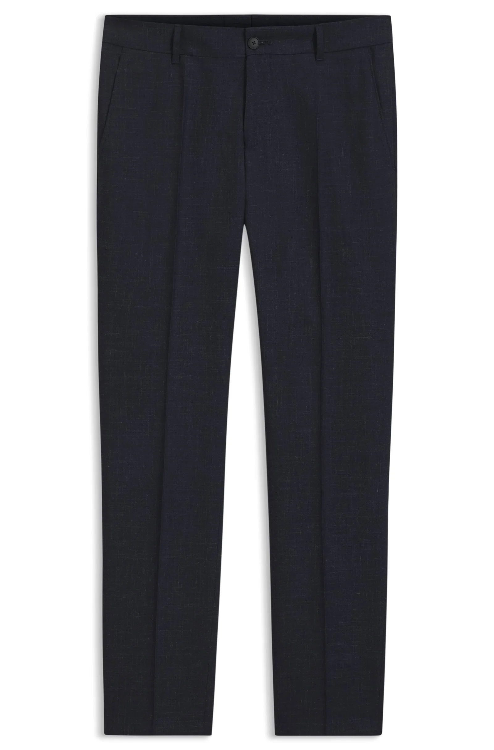 Calça Slim Fit Em Lã Virgem E Linho