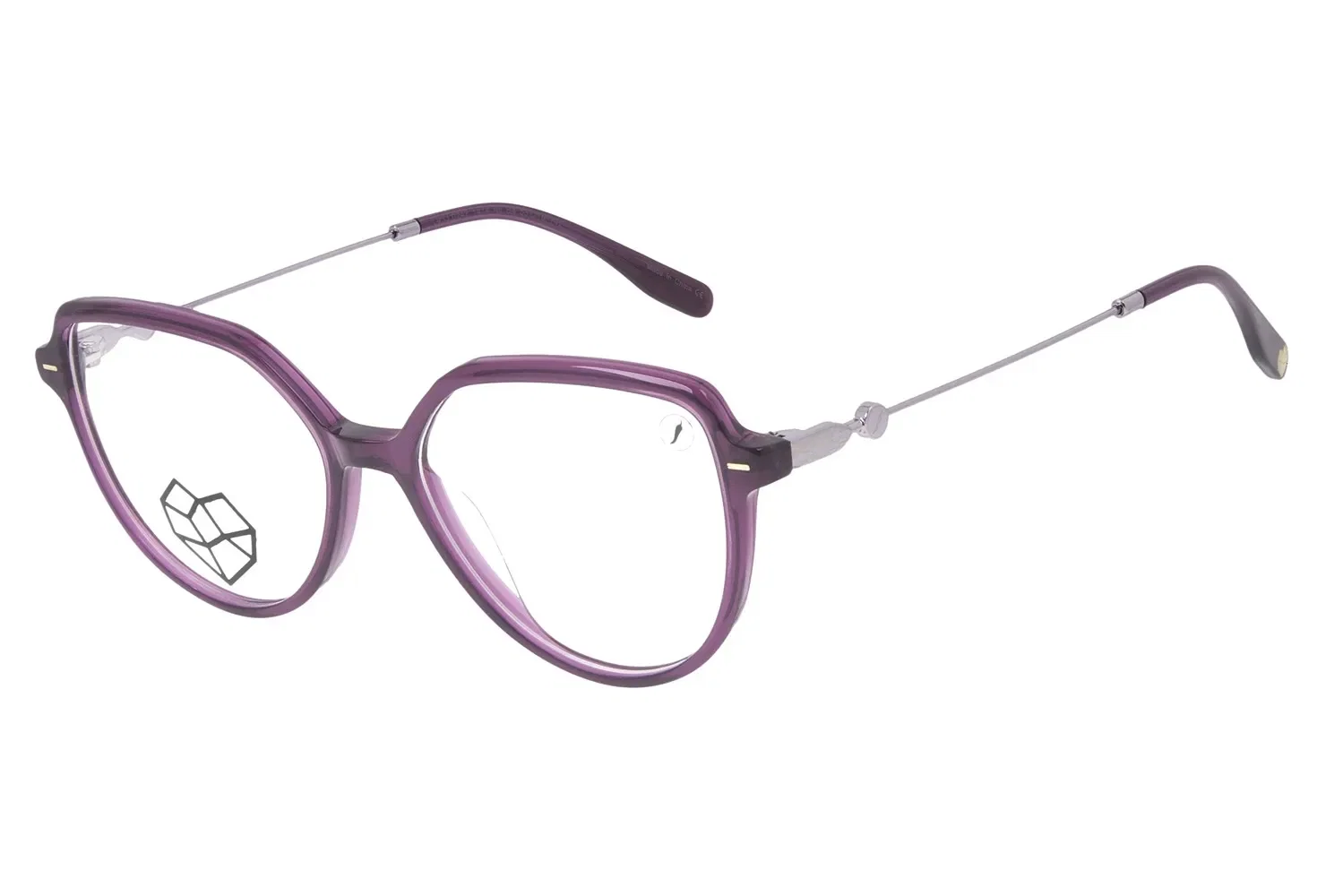 Armação Para Óculos de Grau Feminino Pedras Brasileiras Coração Lapidado Roxo — imagem 1