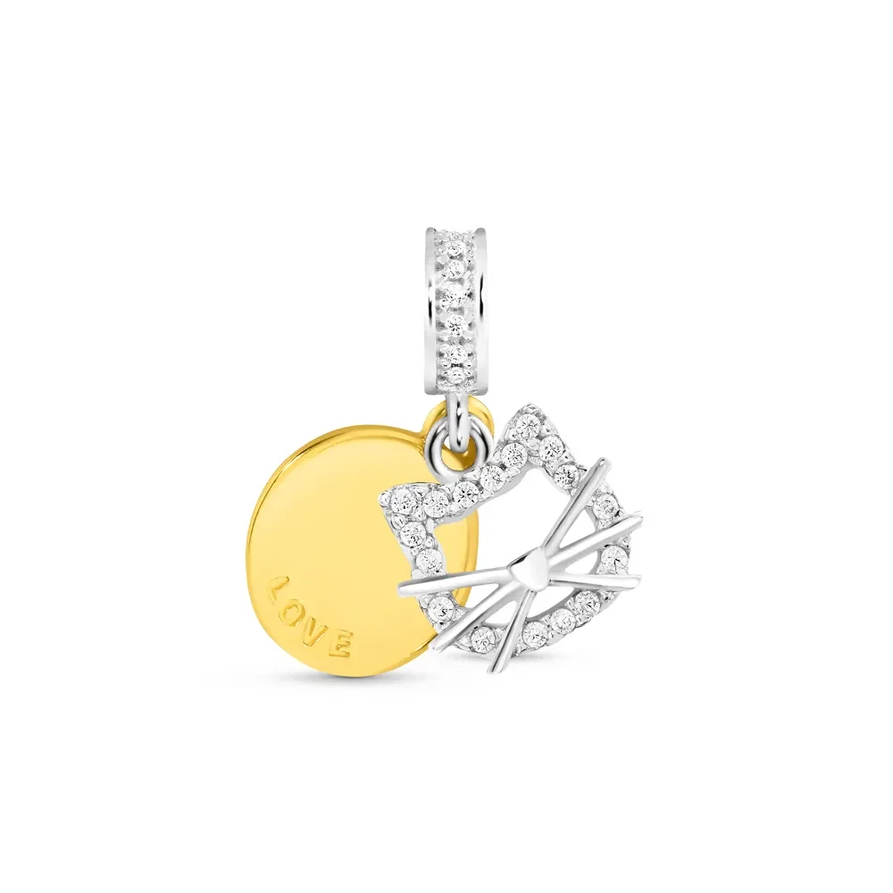 Pingente Life Animal Medalha Gatinho Animal II em Prata 925 com Banho de Ouro Amarelo 18k e Pedras Incolores — imagem 1