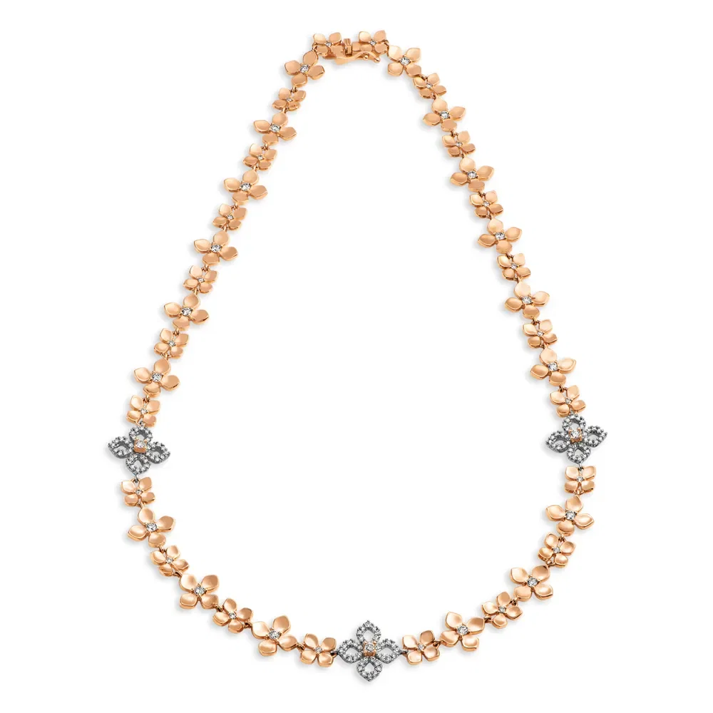 Colar Giardino em Ouro Rosé e Ouro Branco 18k com Diamantes, 40cm