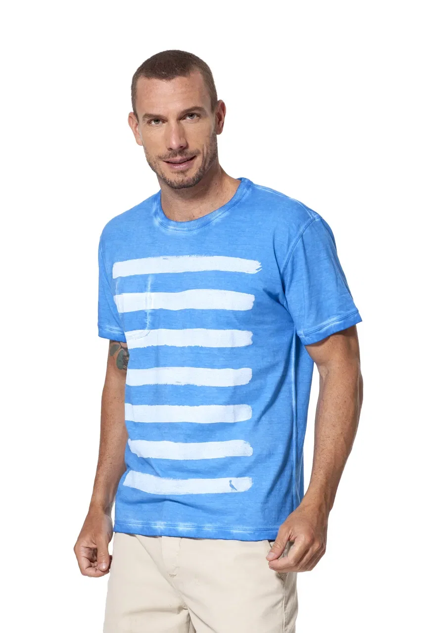 Camiseta Navy Bolso Dupla Face Alto Ver