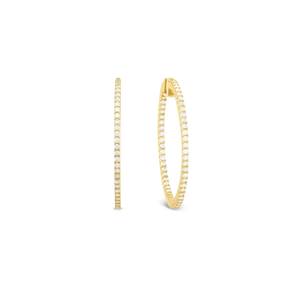 Argola em Ouro Amarelo 18k com Diamantes 0,56ct, 27mm — imagem 1
