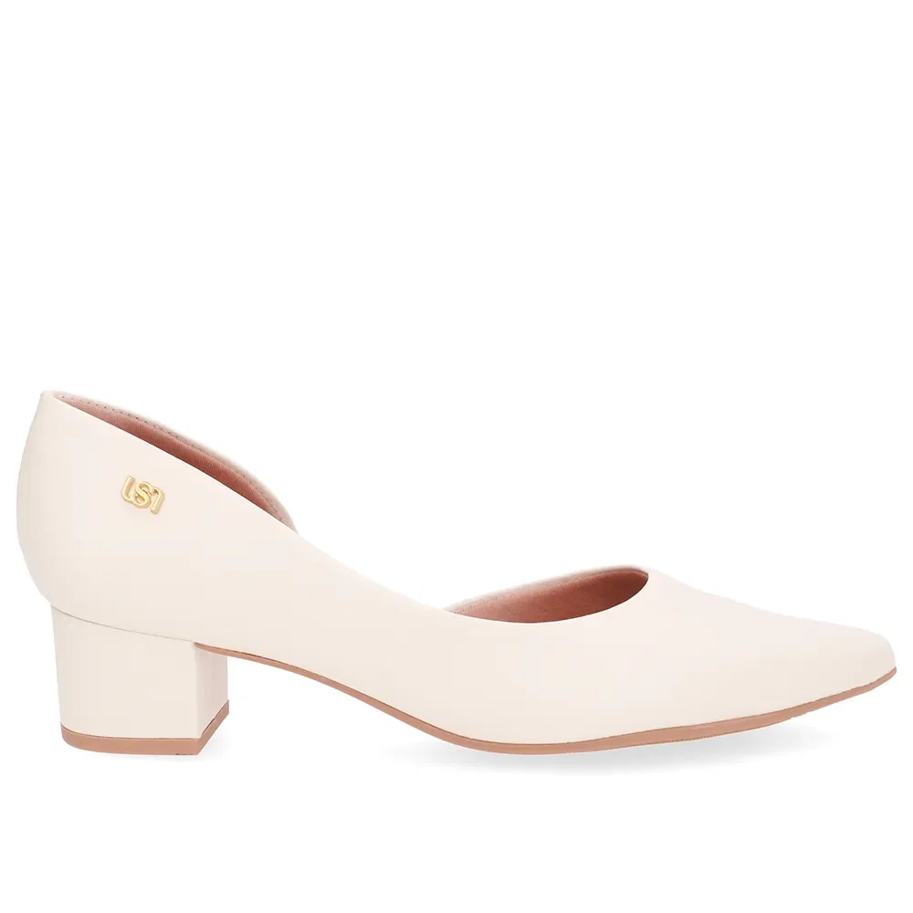 Scarpin Couro Branco Marfim Recorte Lateral — imagem 1