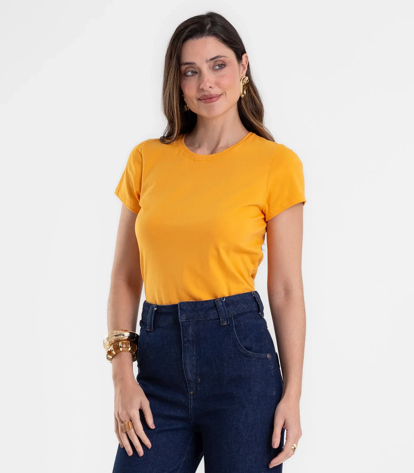 Blusa Feminina Cotton Leve Básica Rovitex Amarelo