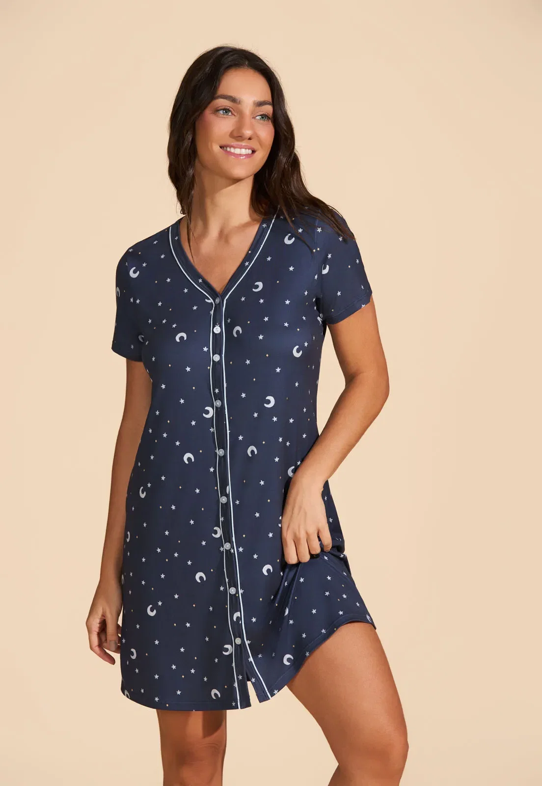 Camisão Aberto Curto de Viscose Baunilha