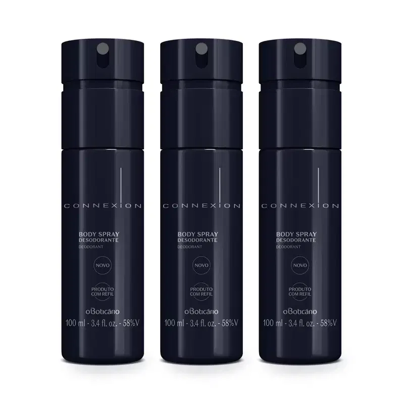 Combo Boticolletion Connexion: Body Spray Desodorante 100ml (3 unidades)