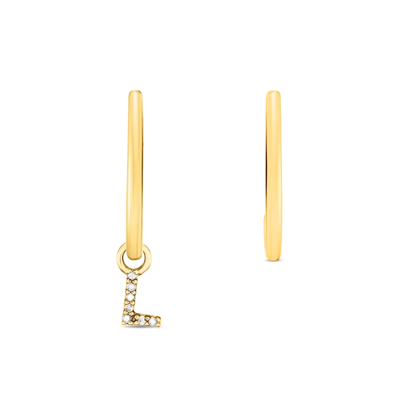 Brinco Letra L em Ouro Amarelo 18k com Diamantes 0,02ct — imagem 1