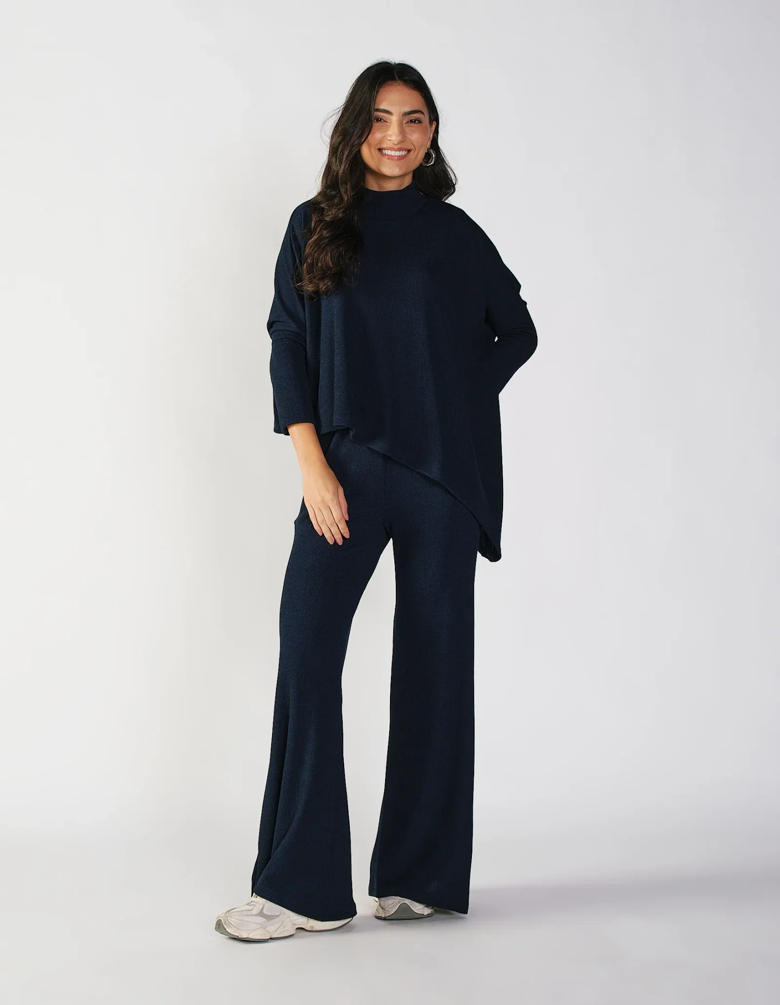 Calça Tricot Pantalona - Azul