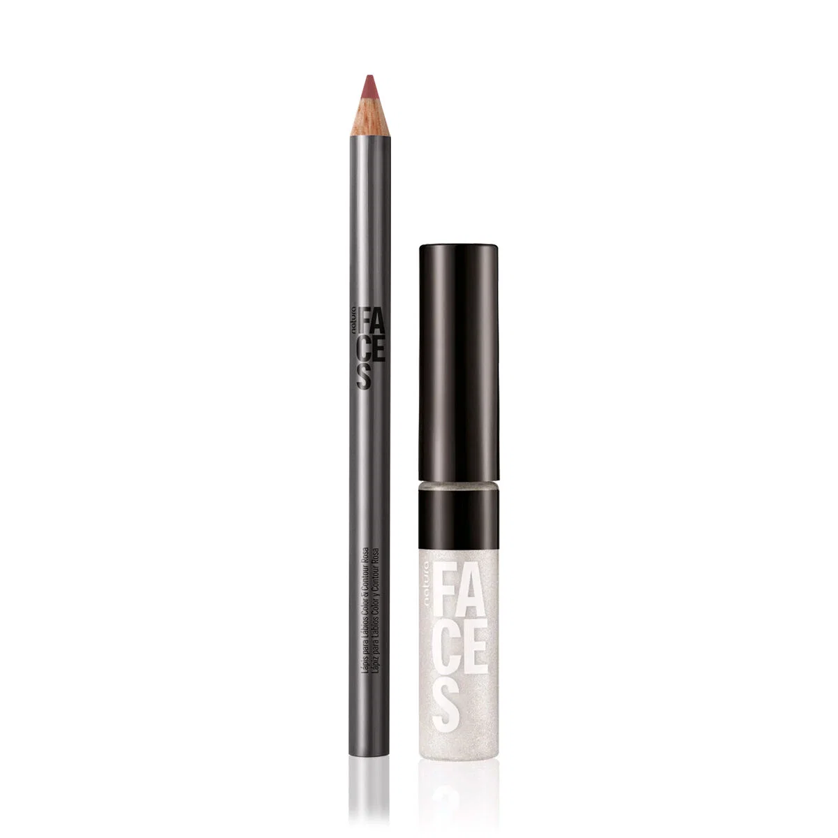 Kit Lápis para Lábios Rosa e Gloss Holográfico Natura Faces (2 produtos) — imagem 1