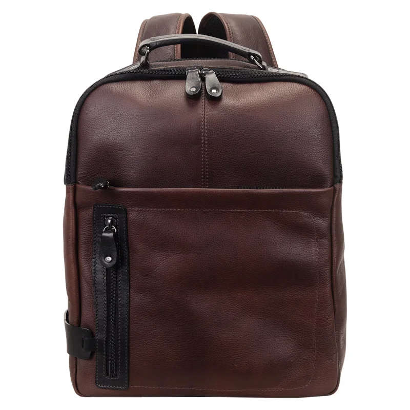Mochila Couro Compartimento Notebook Bolso Frontal