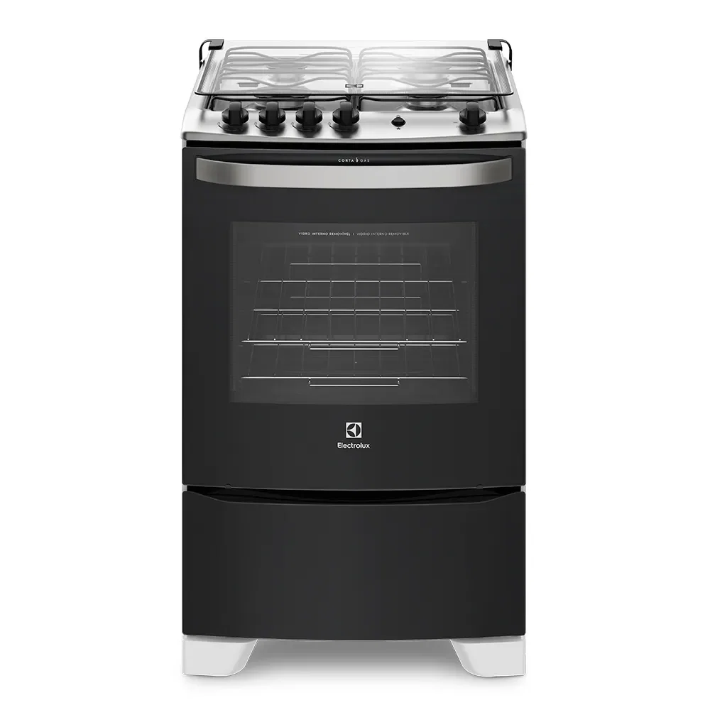 Fogão 4 Bocas Electrolux Preto com Porta Full Glass (56LBU) — imagem 1