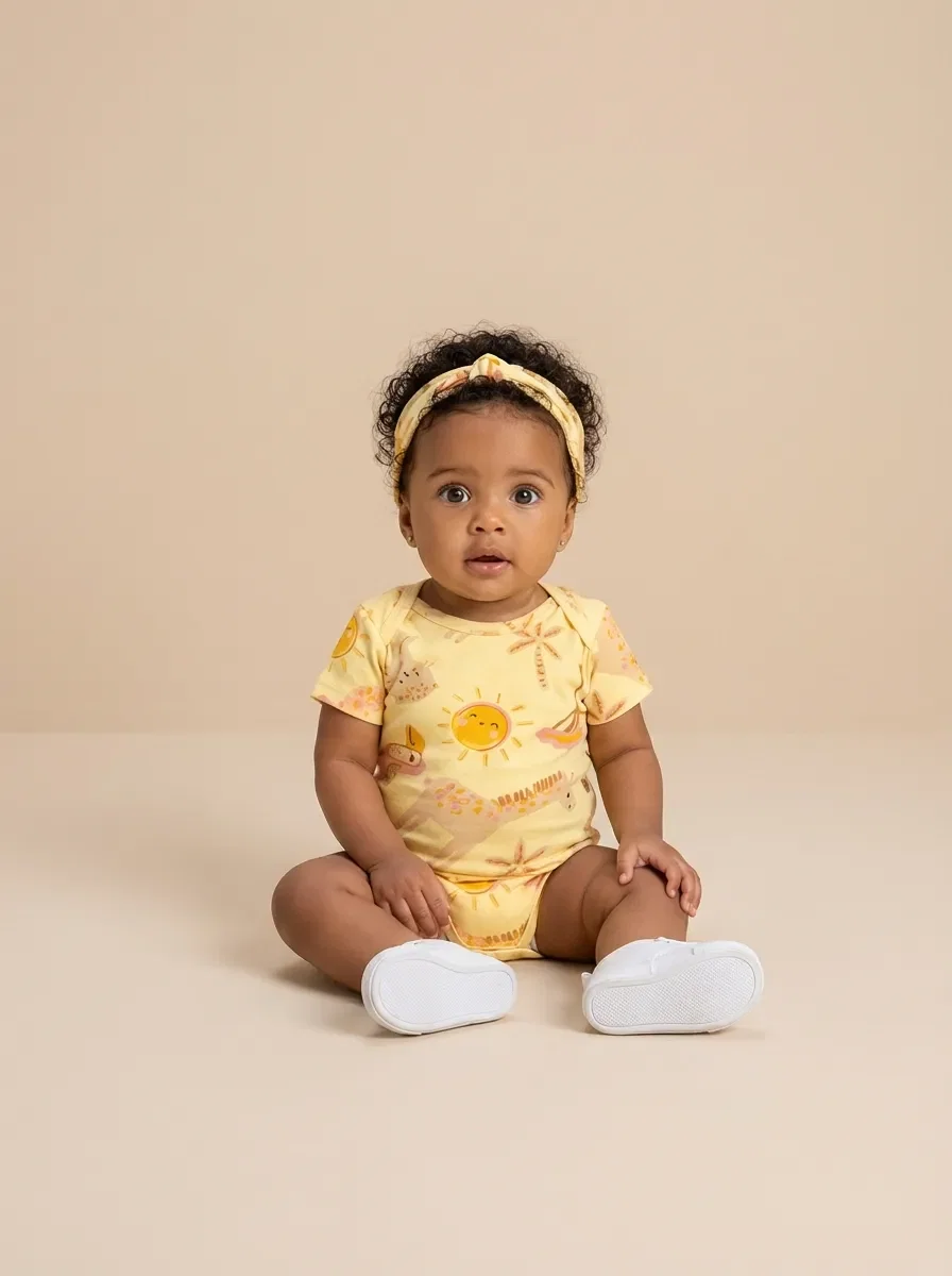 Conjunto body e faixa bebê estampa safari — imagem 1