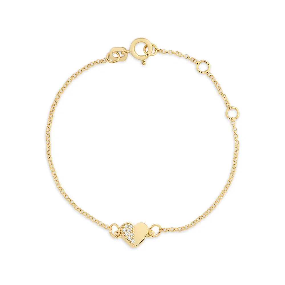 Pulseira Baby Coração em Ouro Amarelo 18k com Diamantes