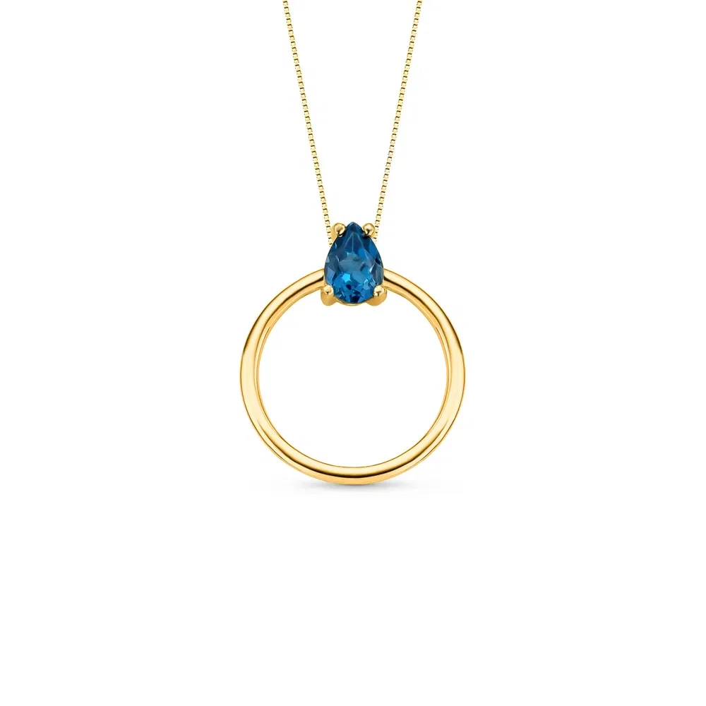 Pingente Unique em Ouro Amarelo 18k com Topázio London, 22mm — imagem 1