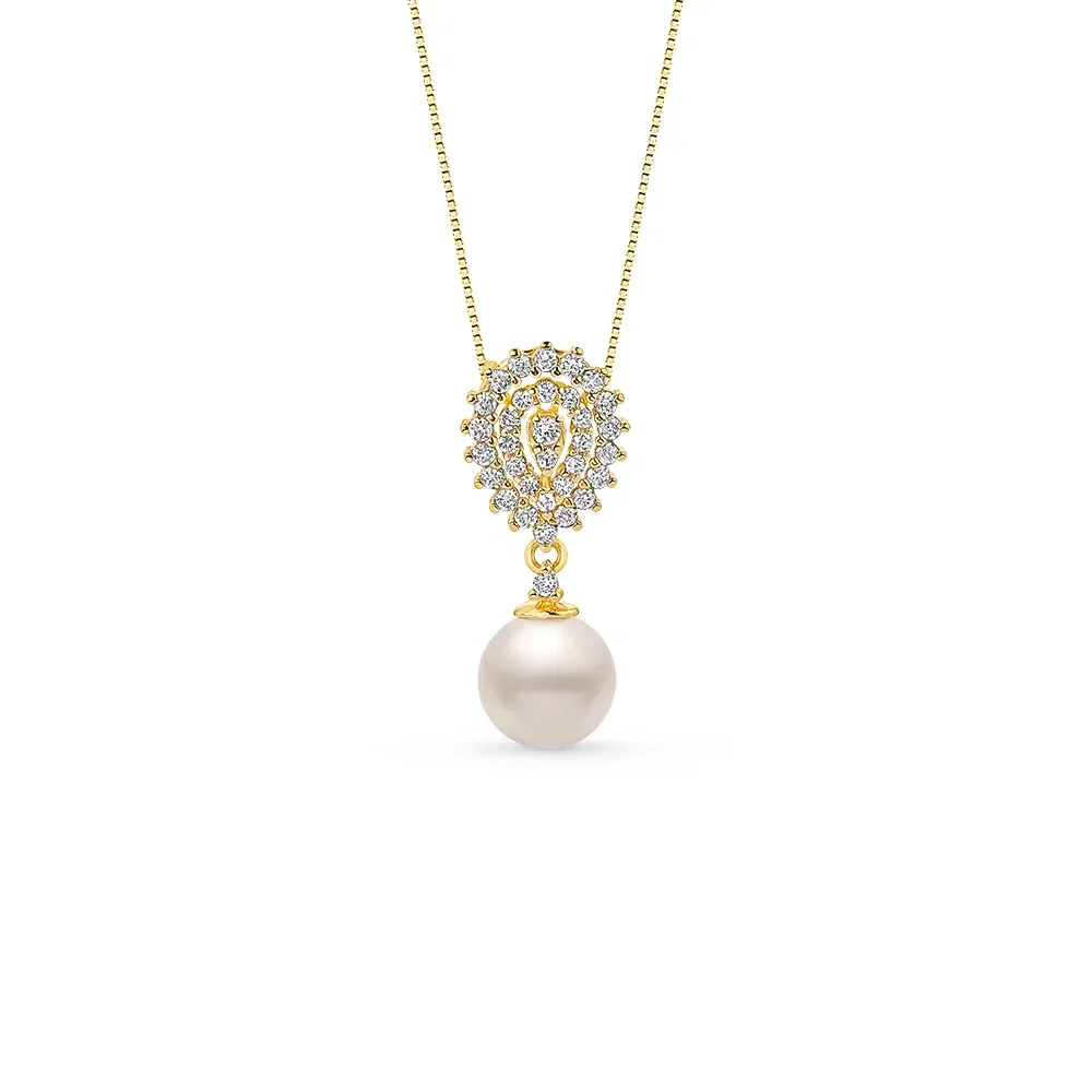 Pingente Clássico Especial em Ouro Amarelo 18k com Pérola e Diamantes, 22mm — imagem 1