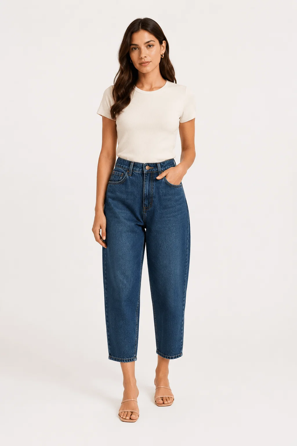 Calça Jeans Mom Cintura Alta - Denim Medio — imagem 1