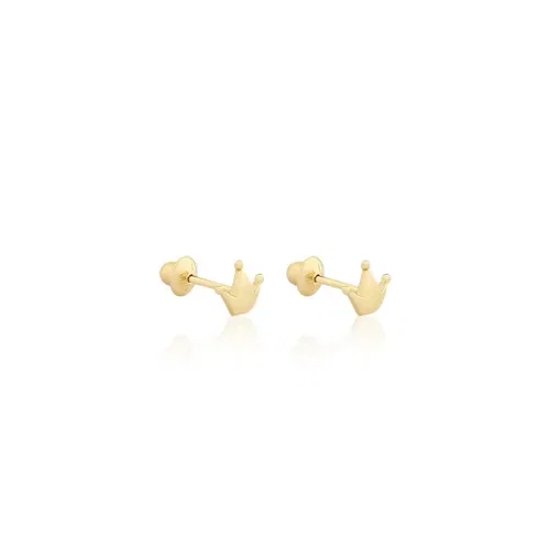Brinco Baby Coroa em Ouro Amarelo 18k — imagem 1