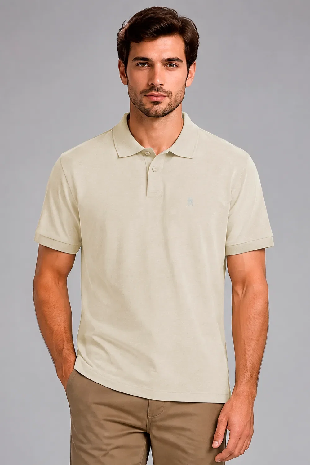 Polo Masculina Gola Portuguesa Polo Wear Bege Claro