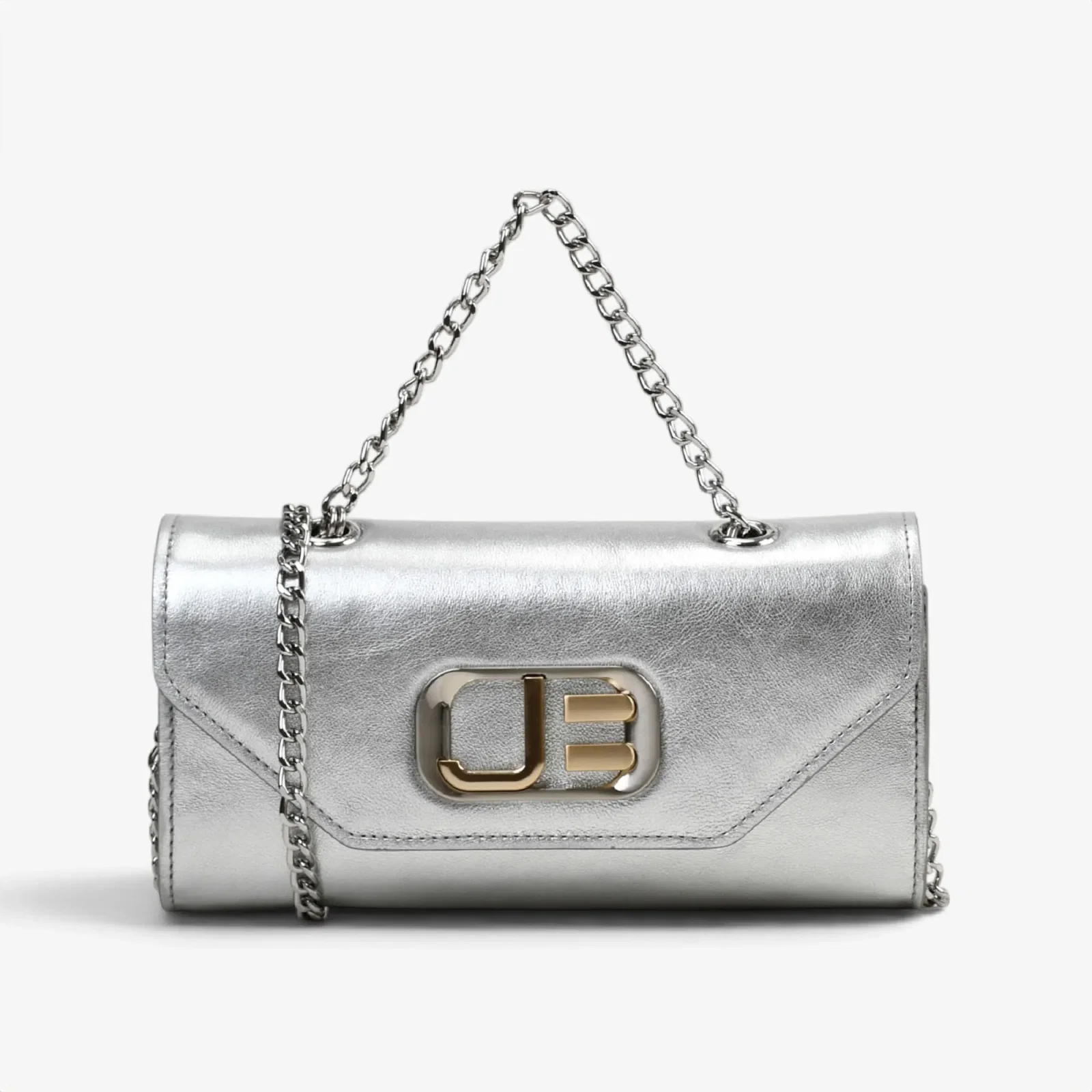 Bolsa Clutch Metal Prata Couro — imagem 1