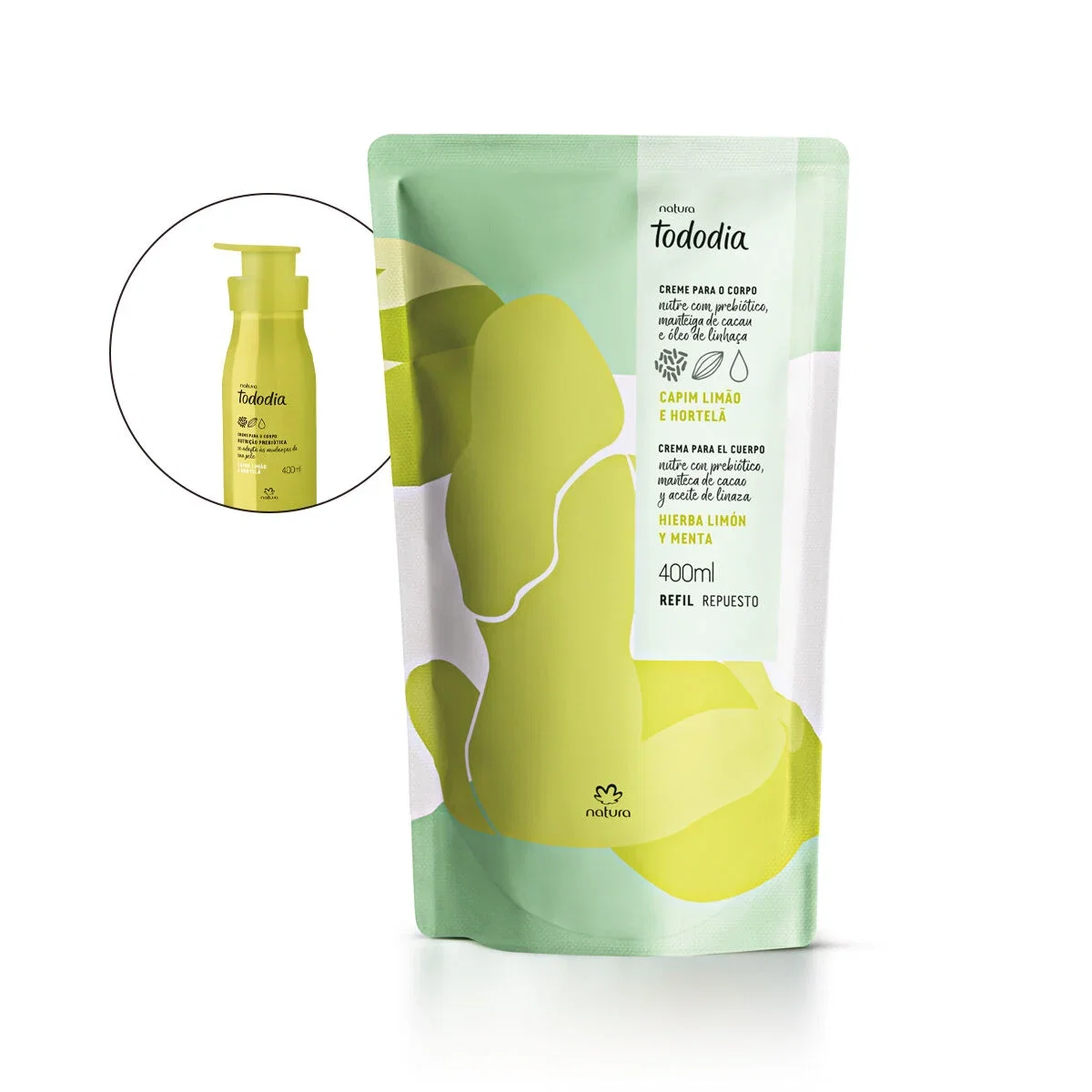Refil Creme Desodorante Nutritivo Para o Corpo Tododia Capim Limão e Hortelã 400 ml